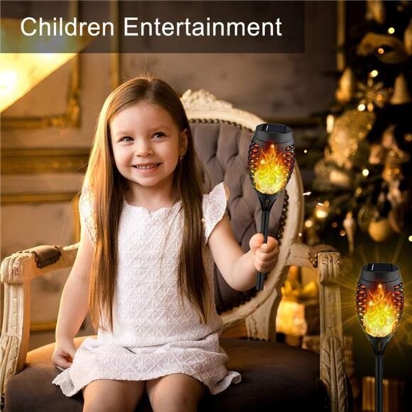 Solar Lights Outdoor, 8Pack Solar Torch Light with Flickering Flame, Waterproof - Picture 5 of 7